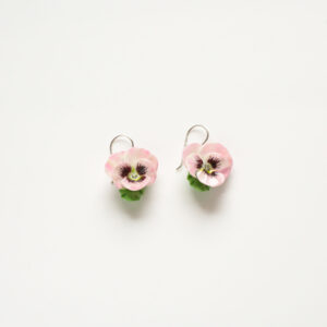 Pink Pansy Drop Earrings