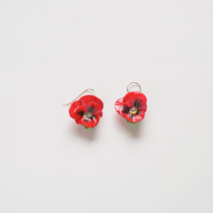 Red Pansy Drop Earrings