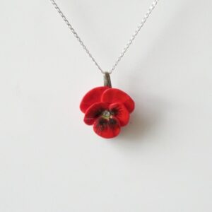 Porcelain Red Pansy Necklace