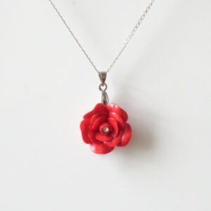 Porcelain Red Rose Necklace