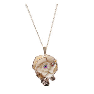 Porcelain Silver Peony Necklace