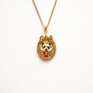 Small Red Panda Cameo Pendant Necklace