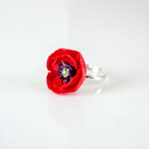 Red Poppy Adjustable Ring