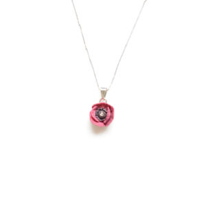 Small Burgundy Poppy Necklace