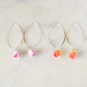 Porcelain Two Tone Tulip Hook Earring