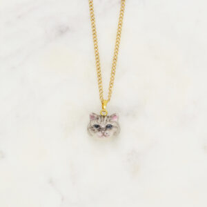 Cat Necklace - Pattern Grey