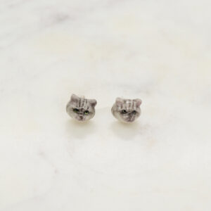 Cat Stud Earrings - Pattern Grey