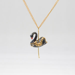 Merry Go Round Small Black Swan Pendant Necklace