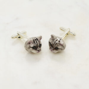 Pattern Grey Cat Cufflinks