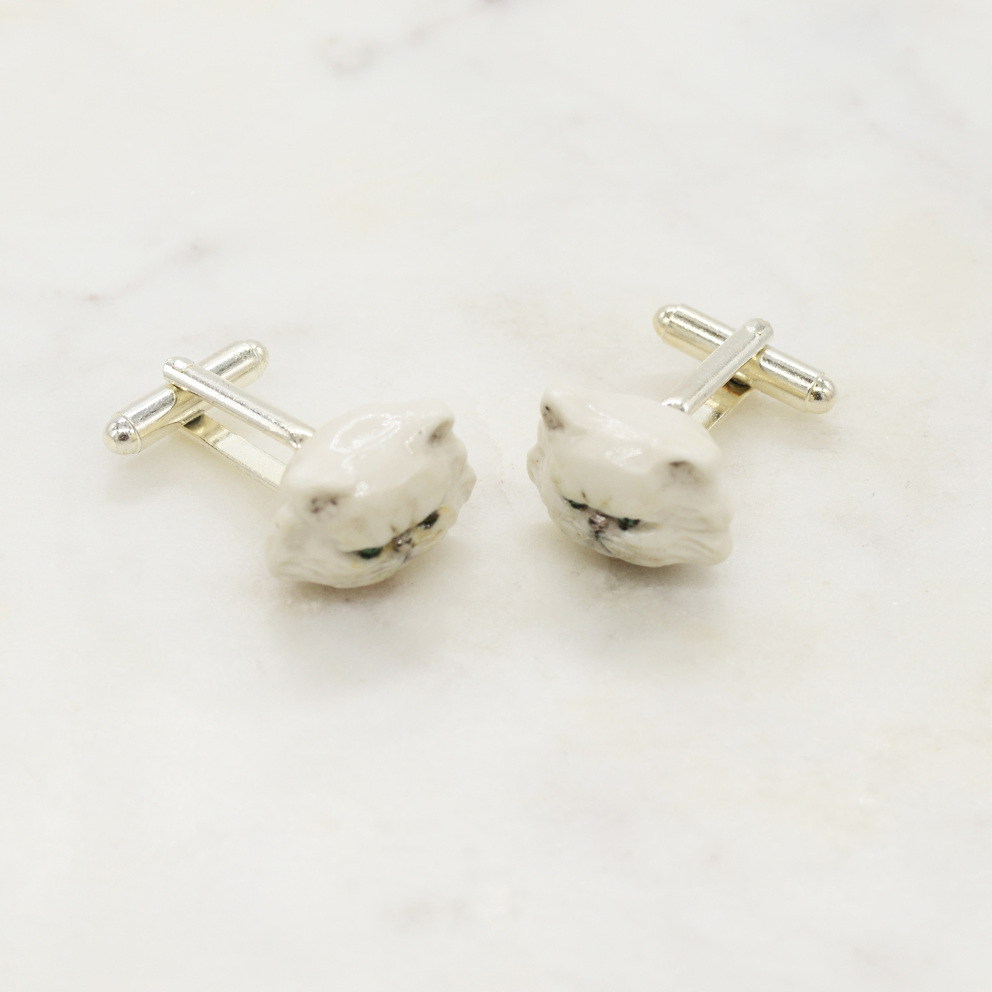 White Persian Cat Cufflinks