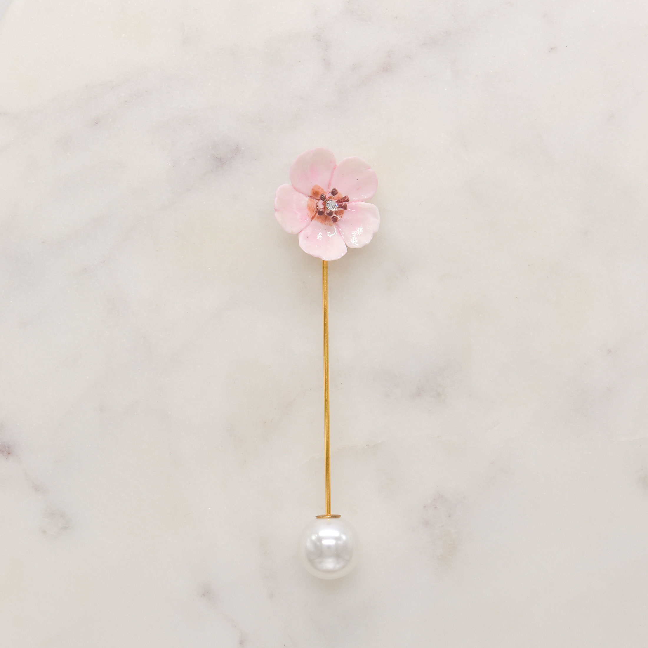 Porcelain Cherry Blossom Pin Brooch - Image 3