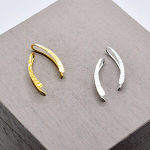 Minimal Geometric Hammered Bar Threader Earrings