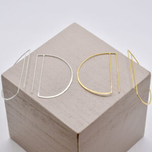 Minimal Geometric Half Moon Threader Earrings