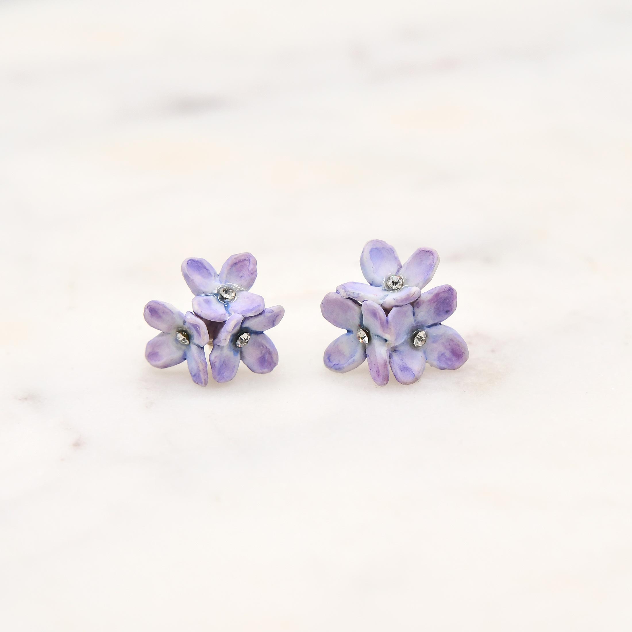 Lilac Cluster Flower Stud Earrings - Image 3
