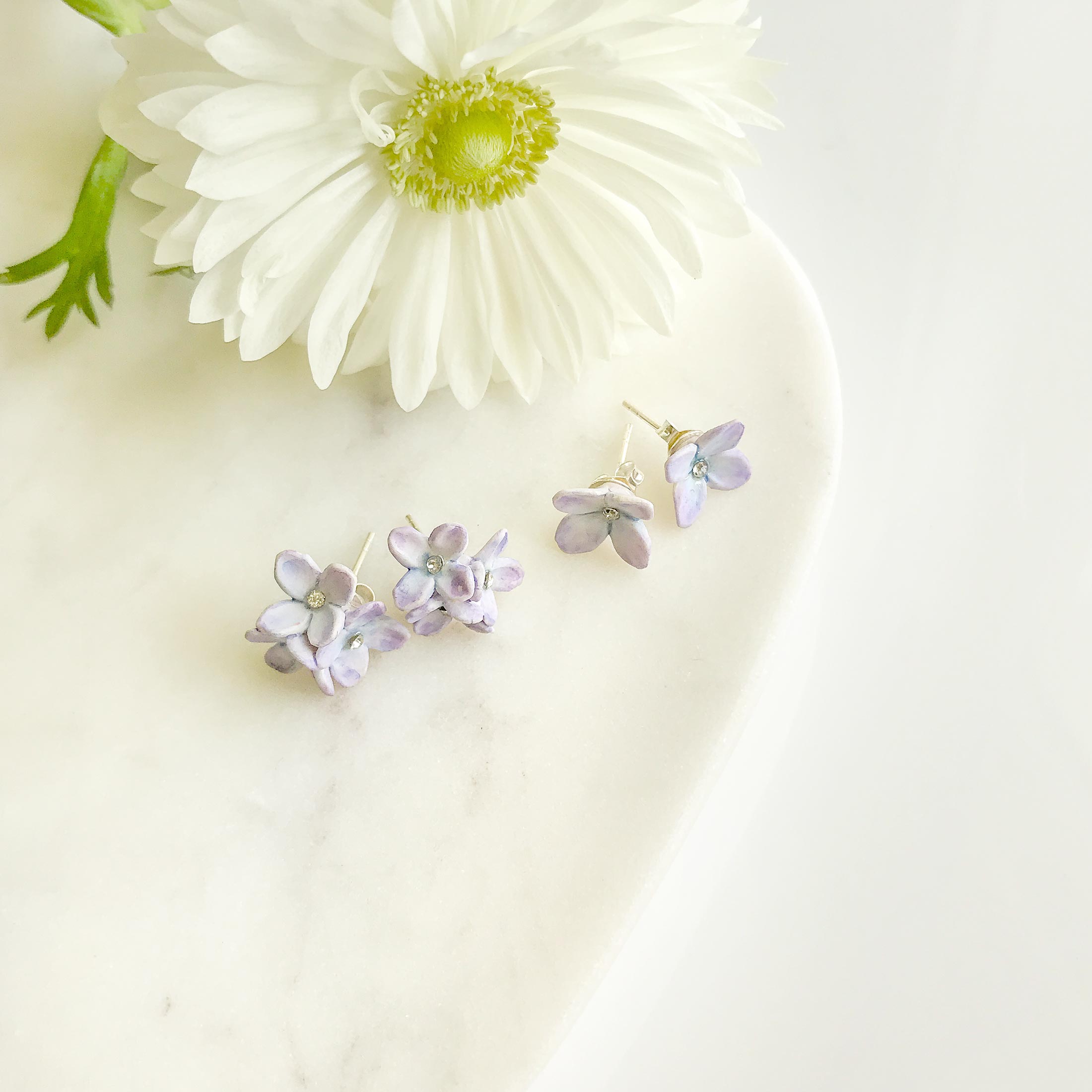 Lilac Cluster Flower Stud Earrings - Image 5