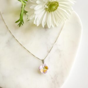 Small Pastel Purple Pansy Necklace