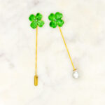 Porcelain Four Leaf Clover Pin Brooch