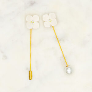 Porcelain White Hydrangea Pin Brooch