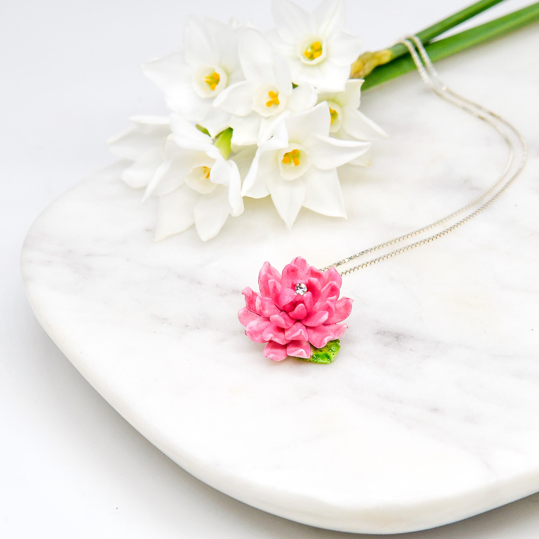 Porcelain Dahlia Necklace