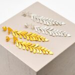 Kinetic Long Silver Or Gold Leaf Earrings