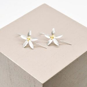 Orange Blossom Flower Hook Earrings