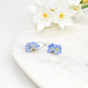Porcelain Forget Me Not Drop Earrings