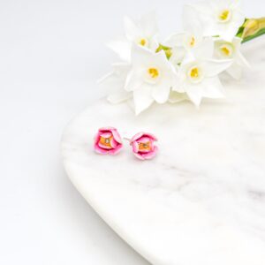 Pink Peony Stud Earrings