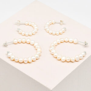 Pearl Beaded Hoop Earrings