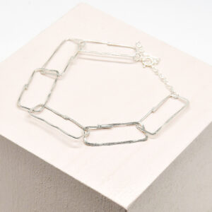 Textured Link Chain Silver Bracelet