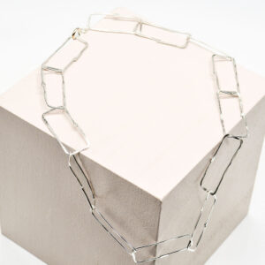 Textured Link Chain Silver Necklace