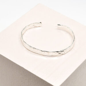 Textured Silver Cuff Bangle Bracelet