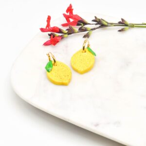 Porcelain Lemon Hoop Earrings