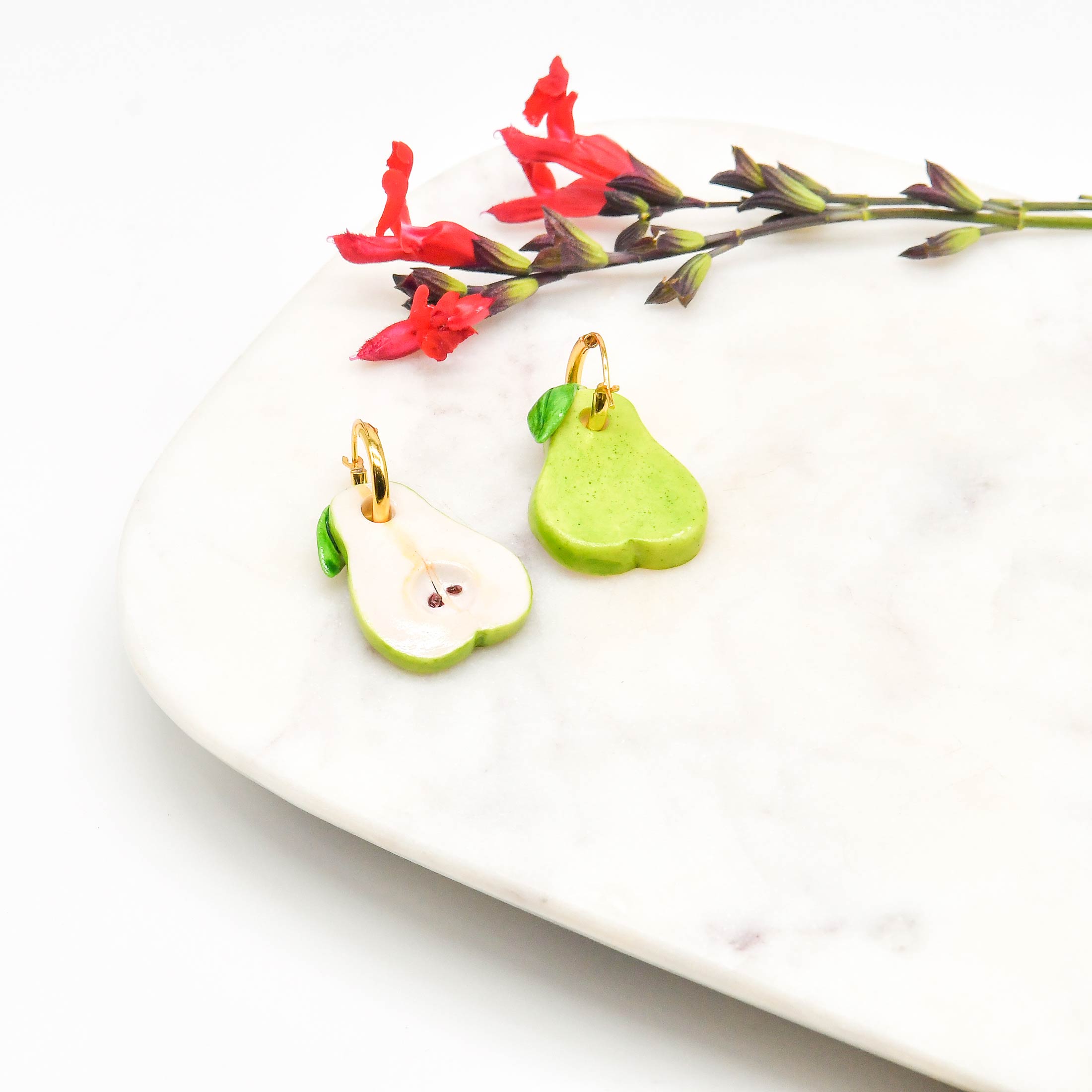 Porcelain Pear Hoop Earrings - Image 3