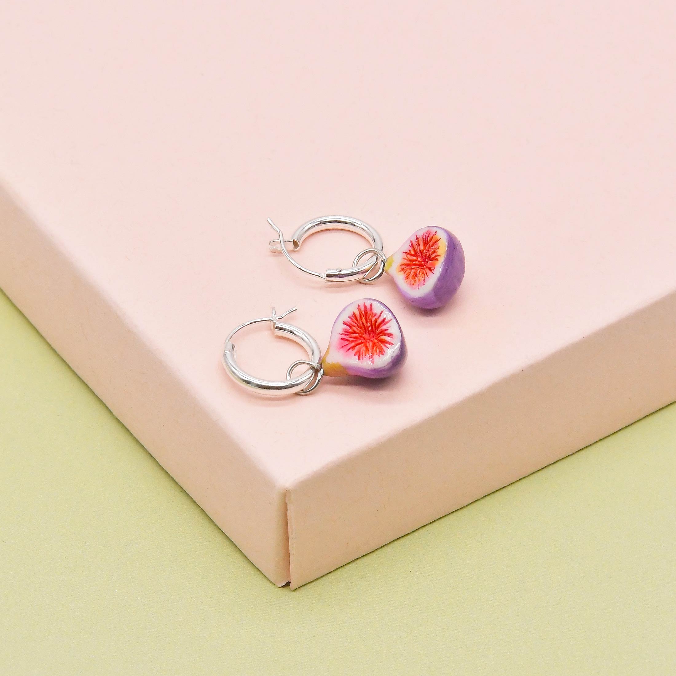 Porcelain Fruit Hoop Earrings in Fig, Papaya, Pineapple, Raspberry and Blackberry - Image 2