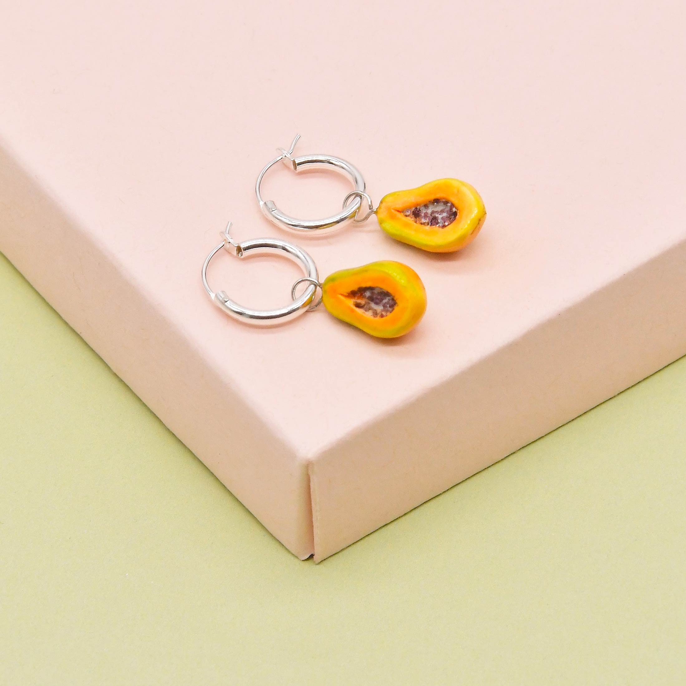 Porcelain Fruit Hoop Earrings in Fig, Papaya, Pineapple, Raspberry and Blackberry - Image 4